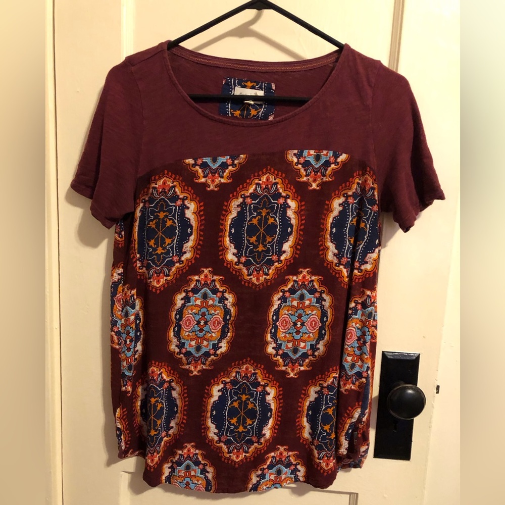 Meadow Rue x Anthropologie short tab sleeve top SZ Small